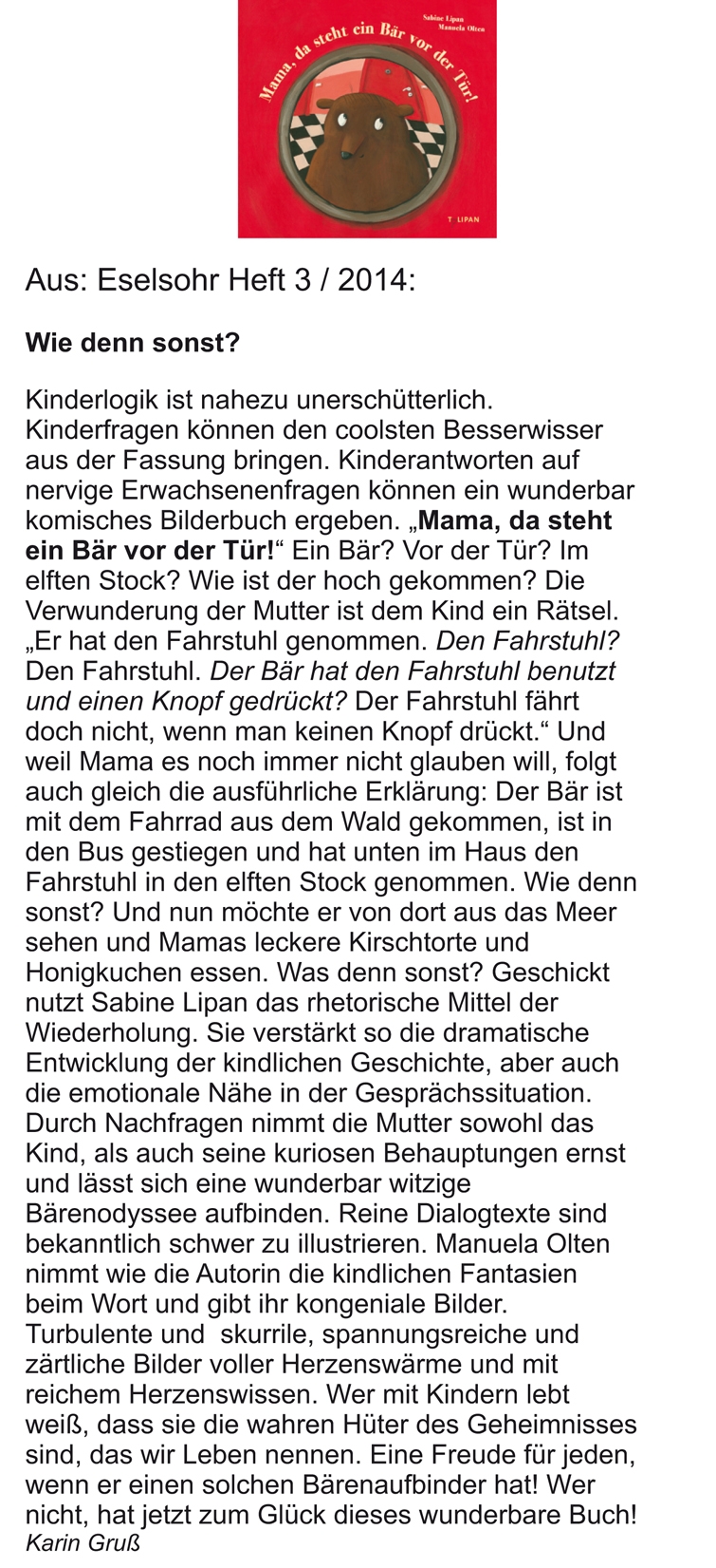 Rezension im Eselsohr Heft 3 / 2014